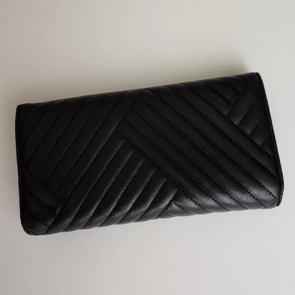 Chanel Black Quilted Leather Wallet Clutch